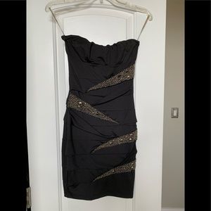 Black strapless embellished dress tube dress